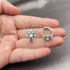 Rhodium Gold Filled Huggie Hoop, Flower Design, with White Micro Pave, Polished, Rhodium Finish, 02.210.0861.4.18