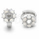 White Gold Filled Huggie Hoop, Flower Design, with White Micro Pave, Polished, Rhodium Finish, 02.210.0861.4.18