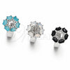 Rhodium Gold Filled Huggie Hoop, Flower Design, with White Micro Pave, Polished, Rhodium Finish, 02.210.0861.4.18