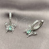 Rhodium Gold Filled Dangle Earring, Butterfly Design, with Chrysolite Opal and White Cubic Zirconia, Polished, Rhodium Finish, 02.210.0902