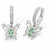 Rhodium Gold Filled Dangle Earring, Butterfly Design, with Chrysolite Opal and White Cubic Zirconia, Polished, Rhodium Finish, 02.210.0902