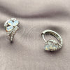 Rhodium Gold Filled Huggie Hoop, Flower Design, with White Cubic Zirconia, Polished, Rhodium Finish, 02.210.0903.18