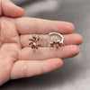 Rhodium Gold Filled Huggie Hoop, Flower Design, with Garnet Cubic Zirconia, Polished, Rhodium Finish, 02.210.0904.16