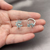 Rhodium Gold Filled Huggie Hoop, Flower Design, with Turquoise Cubic Zirconia, Polished, Rhodium Finish, 02.210.0904.2.16