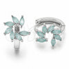 Rhodium Gold Filled Huggie Hoop, Flower Design, with Turquoise Cubic Zirconia, Polished, Rhodium Finish, 02.210.0904.2.16