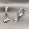 Rhodium Gold Filled Dangle Earring, Horse Design, with Rose Water Opal and White Cubic Zirconia, Polished, Rhodium Finish, 02.210.0906