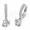 Rhodium Gold Filled Dangle Earring, Horse Design, with Rose Water Opal and White Cubic Zirconia, Polished, Rhodium Finish, 02.210.0906
