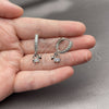 Rhodium Gold Filled Dangle Earring, Horse Design, with White Cubic Zirconia, Polished, Rhodium Finish, 02.210.0906.1