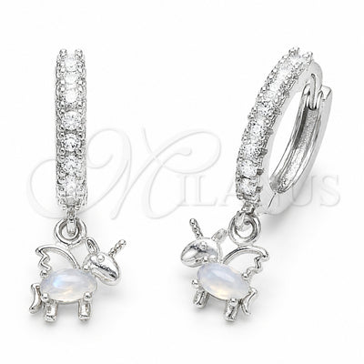 Rhodium Gold Filled Dangle Earring, Horse Design, with White Cubic Zirconia, Polished, Rhodium Finish, 02.210.0906.1