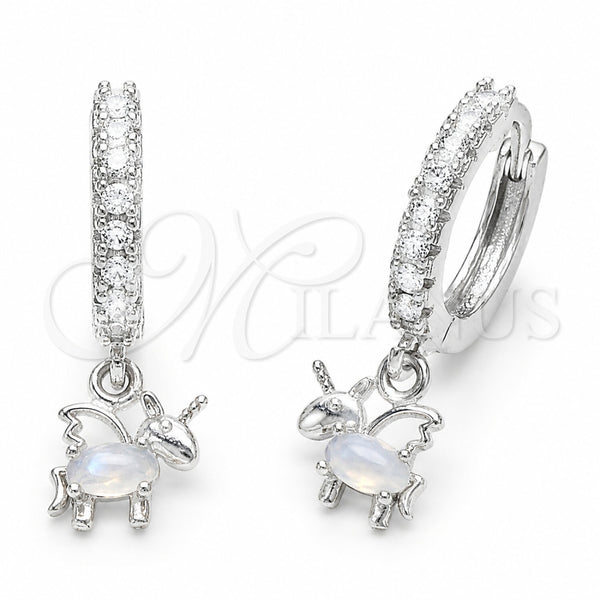 Rhodium Gold Filled Dangle Earring, Horse Design, with White Cubic Zirconia, Polished, Rhodium Finish, 02.210.0906.1