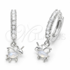 Rhodium Gold Filled Dangle Earring, Horse Design, with White Cubic Zirconia, Polished, Rhodium Finish, 02.210.0906.1