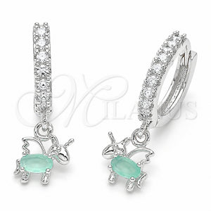Rhodium Gold Filled Dangle Earring, Horse Design, with Chrysolite Opal and Turquoise Cubic Zirconia, Polished, Rhodium Finish, 02.210.0906.2
