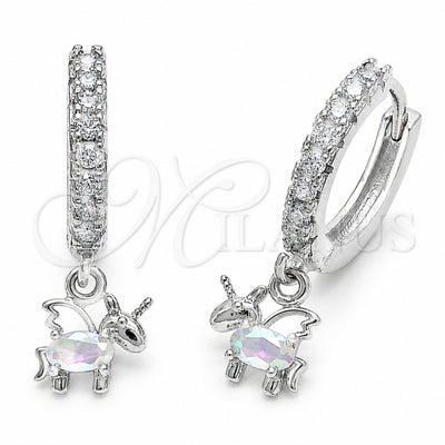 Rhodium Gold Filled Dangle Earring, Horse Design, with Aurore Boreale and White Cubic Zirconia, Polished for wholesale, main product view