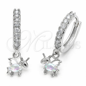 Rhodium Gold Filled Dangle Earring, Horse Design, with Aurore Boreale and White Cubic Zirconia, Polished, Rhodium Finish, 02.210.0906.3