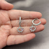 Rhodium Gold Filled Dangle Earring, Heart Design, with Pink and White Cubic Zirconia, Polished, Rhodium Finish, 02.210.0907