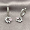 Rhodium Gold Filled Dangle Earring, Heart Design, with Pink and White Cubic Zirconia, Polished, Rhodium Finish, 02.210.0907