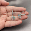Rhodium Gold Filled Dangle Earring, Heart Design, with Light Turquoise and White Cubic Zirconia, Polished, Rhodium Finish, 02.210.0907.2