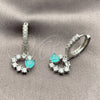 Rhodium Gold Filled Dangle Earring, Heart Design, with Light Turquoise and White Cubic Zirconia, Polished, Rhodium Finish, 02.210.0907.2