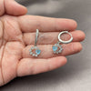 Rhodium Gold Filled Dangle Earring, Heart Design, with Turquoise and White Cubic Zirconia, Polished, Rhodium Finish, 02.210.0907.3