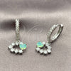 Rhodium Gold Filled Dangle Earring, Heart Design, with Chrysolite Opal and White Cubic Zirconia, Polished, Rhodium Finish, 02.210.0907.4