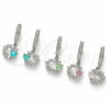 Rhodium Gold Filled Dangle Earring, Heart Design, with Chrysolite Opal and White Cubic Zirconia, Polished, Rhodium Finish, 02.210.0907.4