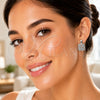 Rhodium Gold Filled Huggie Hoop, Cluster and Flower Design, with Light Turquoise and White Cubic Zirconia, Polished, Rhodium Finish, 02.210.0890.7.14