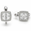 Rhodium Gold Filled Huggie Hoop, Flower and Cluster Design, with White Cubic Zirconia, Polished, Rhodium Finish, 02.210.0890.9.14
