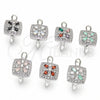 Rhodium Gold Filled Huggie Hoop, Flower and Cluster Design, with Multicolor and White Cubic Zirconia, Polished, Rhodium Finish, 02.210.0890.11.14