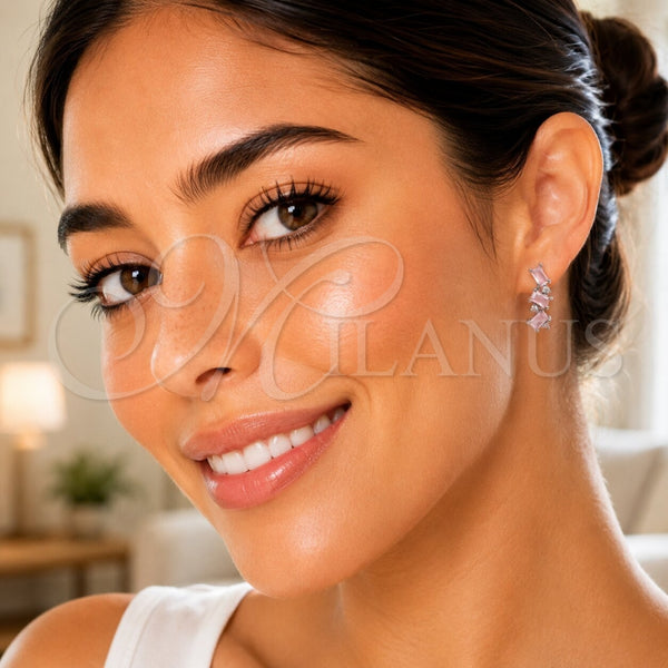 Rhodium Gold Filled Huggie Hoop, with Rose Water Opal and White Cubic Zirconia, Polished, Rhodium Finish, 02.210.0909.14