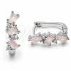 Rhodium Gold Filled Huggie Hoop, with Rose Water Opal and White Cubic Zirconia, Polished, Rhodium Finish, 02.210.0909.14