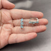 Rhodium Gold Filled Huggie Hoop, with Light Turquoise and White Cubic Zirconia, Polished, Rhodium Finish, 02.210.0909.1.14