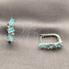 Rhodium Gold Filled Huggie Hoop, with Light Turquoise and White Cubic Zirconia, Polished, Rhodium Finish, 02.210.0909.1.14