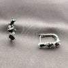 Rhodium Gold Filled Huggie Hoop, with Black and White Cubic Zirconia, Polished, Rhodium Finish, 02.210.0909.2.14