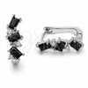 Rhodium Gold Filled Huggie Hoop, with Black and White Cubic Zirconia, Polished, Rhodium Finish, 02.210.0909.2.14