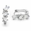 Rhodium Gold Filled Huggie Hoop, with White Cubic Zirconia, Polished, Rhodium Finish, 02.210.0909.3.14