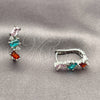 Rhodium Gold Filled Huggie Hoop, with Multicolor and White Cubic Zirconia, Polished, Rhodium Finish, 02.210.0909.4.14