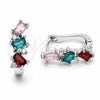 Rhodium Gold Filled Huggie Hoop, with Multicolor and White Cubic Zirconia, Polished, Rhodium Finish, 02.210.0909.4.14