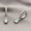 Rhodium Gold Filled Dangle Earring, Little Boy Design, with Aurore Boreale and White Cubic Zirconia, Polished, Rhodium Finish, 02.210.0910