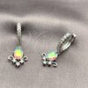 Rhodium Gold Filled Dangle Earring, Teardrop Design, with Aurore Boreale and White Cubic Zirconia, Polished, Rhodium Finish, 02.210.0912
