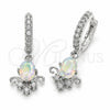 Rhodium Gold Filled Dangle Earring, Teardrop Design, with Aurore Boreale and White Cubic Zirconia, Polished, Rhodium Finish, 02.210.0912