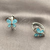 Rhodium Gold Filled Huggie Hoop, Butterfly Design, with Turquoise and White Cubic Zirconia, Polished, Rhodium Finish, 02.210.0874.1.18