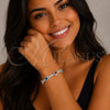 Rhodium Gold Filled Tennis Bracelet, Cluster Design, with Multicolor and White Cubic Zirconia, Polished, Rhodium Finish, 03.266.0039.07 (Thickness, 7 Inches Length)