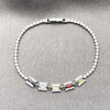 Rhodium Gold Filled Fancy Bracelet, Cluster and Baguette Design, with Multicolor and White Cubic Zirconia, Polished, Rhodium Finish, 03.130.0029.1.07 (02 MM Thickness, 7 Inches Length)
