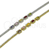 Rhodium Gold Filled Fancy Bracelet, Cluster and Baguette Design, with Multicolor and White Cubic Zirconia, Polished, Rhodium Finish, 03.130.0029.1.07 (02 MM Thickness, 7 Inches Length)