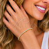 Oro Laminado Tennis Bracelet, Gold Filled Style Teardrop Design, with White Cubic Zirconia, Polished, Golden Finish, 03.130.0046.07 (03 MM Thickness, 7 Inches Length)