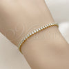 Oro Laminado Tennis Bracelet, Gold Filled Style Teardrop Design, with White Cubic Zirconia, Polished, Golden Finish, 03.130.0046.07 (03 MM Thickness, 7 Inches Length)