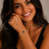 Oro Laminado Fancy Bracelet, Gold Filled Style Cluster Design, with Green and White Cubic Zirconia, Polished, Golden Finish, 03.130.0033.8.07 (Thickness, 7 Inches Length)