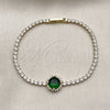 Oro Laminado Fancy Bracelet, Gold Filled Style Cluster Design, with Green and White Cubic Zirconia, Polished, Golden Finish, 03.130.0033.8.07 (Thickness, 7 Inches Length)