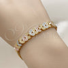 Oro Laminado Solid Bracelet, Gold Filled Style Leaf Design, Polished, Tricolor, 03.170.0003.07 (Thickness, 7 Inches Length)