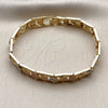 Oro Laminado Solid Bracelet, Gold Filled Style Flower Design, Polished, Tricolor, 03.100.0022.1.07 (08 MM Thickness, 7 Inches Length)